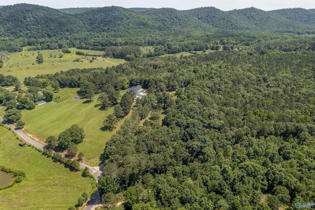 bird's eye view with a mountain view