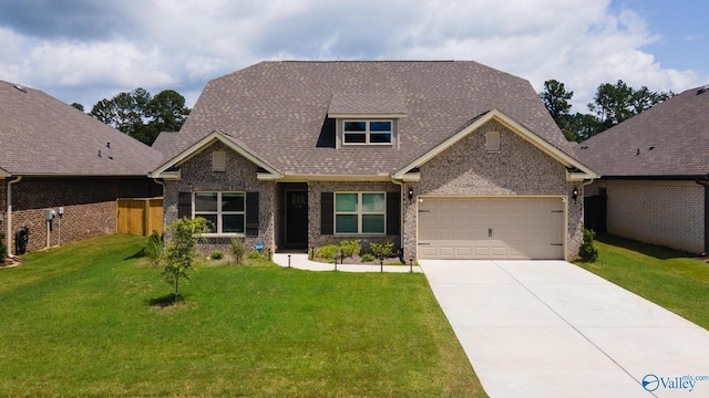 103 Barlow Way, Owens Cross Roads, AL 35763 - craftsman-style home featuring concrete driveway, brick siding, a front lawn, and an attached garage