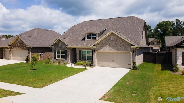 103 Barlow Way, Owens Cross Roads, AL 35763 - craftsman-style home with driveway, brick siding, an attached garage, and a shingled roof