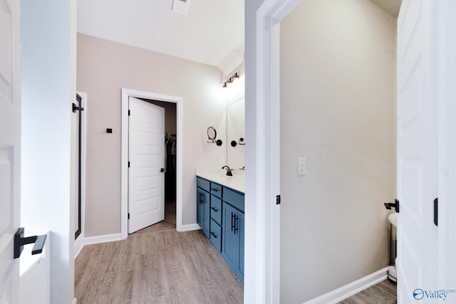 103 Barlow Way, Owens Cross Roads, AL 35763 - bathroom with vanity, wood finished floors, and a walk in closet