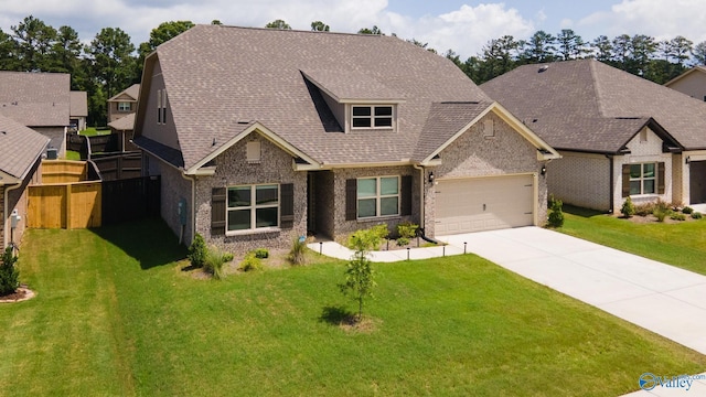 103 Barlow Way, Owens Cross Roads, AL 35763 - craftsman-style home with a garage, concrete driveway, brick siding, and roof with shingles
