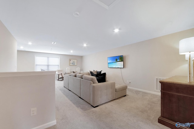 103 Barlow Way, Owens Cross Roads, AL 35763 - living room featuring light carpet and recessed lighting