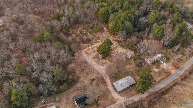 aerial view featuring a forest view