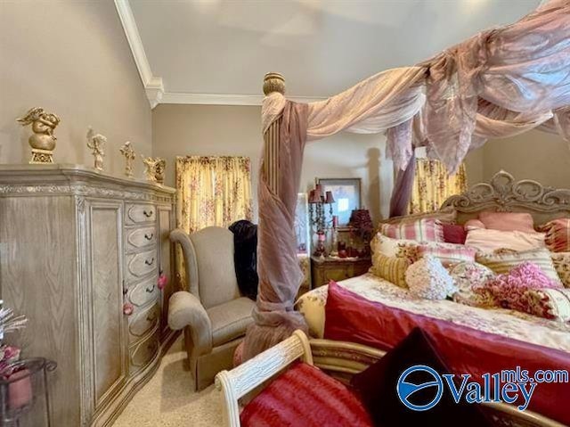 living area featuring crown molding