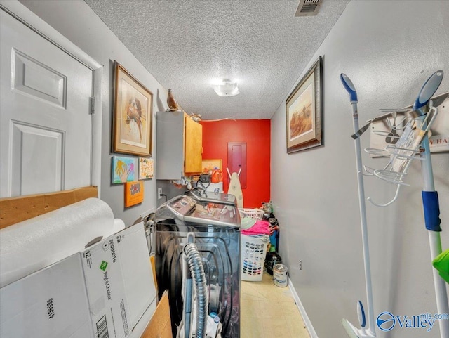 812 Mitwede St SW, Hartselle, AL 35640 - laundry area featuring separate washer and dryer, a textured ceiling, and electric panel