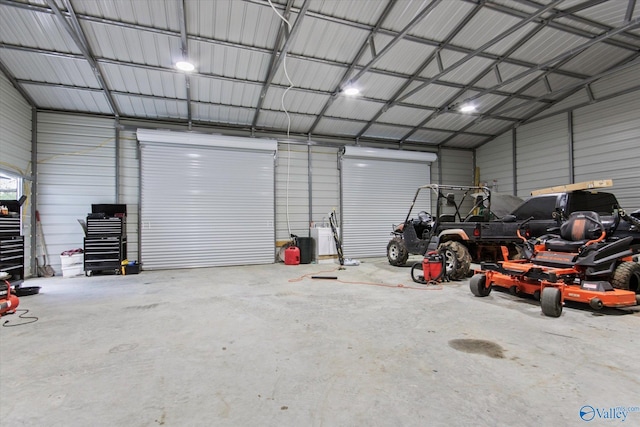 garage featuring metal wall