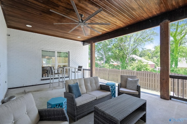 view of patio / terrace featuring an outdoor hangout area and ceiling fan