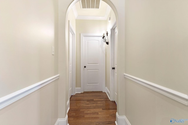 505 Barkley St SW, Hartselle, AL 35640 - corridor featuring dark wood-style flooring and arched walkways