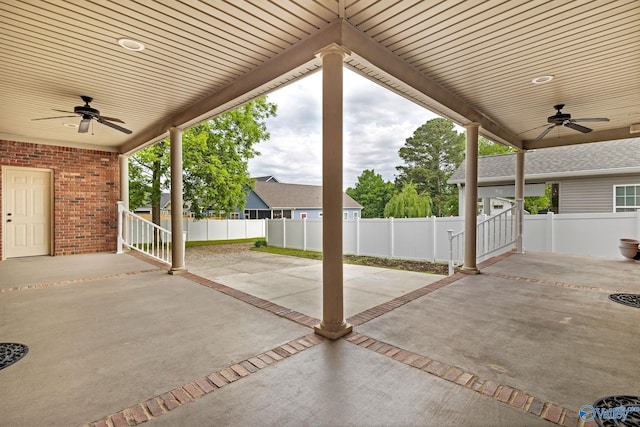 505 Barkley St SW, Hartselle, AL 35640 - view of patio with a ceiling fan and fence