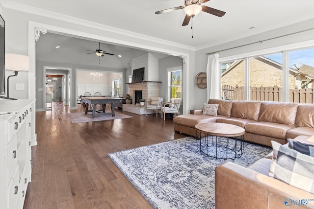 111 Starling Dr, Madison, AL 35756 - living room with a fireplace, a wealth of natural light, and ceiling fan