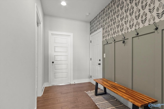 111 Starling Dr, Madison, AL 35756 - mudroom featuring dark wood finished floors and baseboards