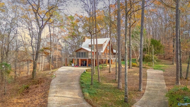 view of front of house with a deck