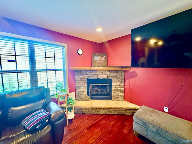 175 County Road 23, Leesburg, AL 35983 - living room featuring wood finished floors and a fireplace