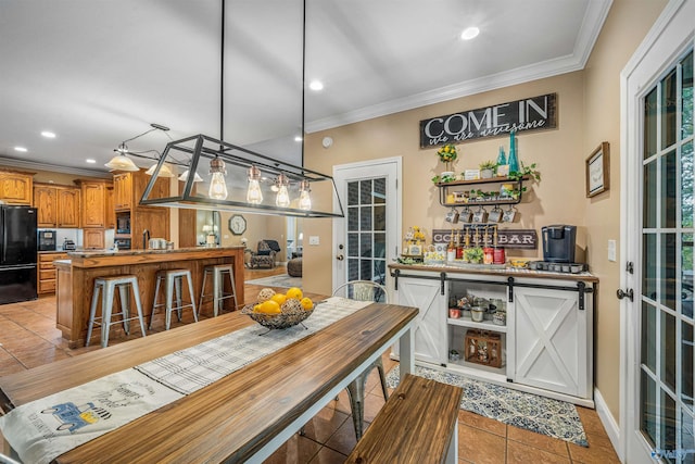 152 W Dr, Fyffe, AL 35971 - dining space featuring ornamental molding and recessed lighting