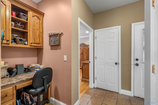 152 W Dr, Fyffe, AL 35971 - office featuring built in study area, baseboards, and light tile patterned flooring
