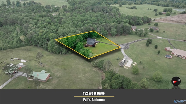 152 W Dr, Fyffe, AL 35971 - aerial view of sparsely populated area with property parcel outlined