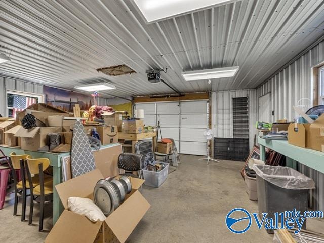 garage with a garage door opener