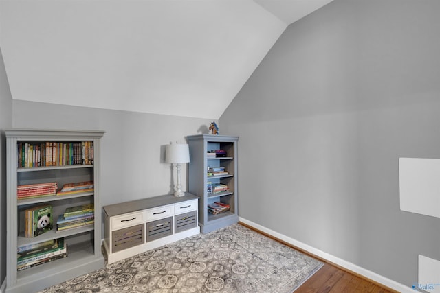 interior space with lofted ceiling and wood-type flooring