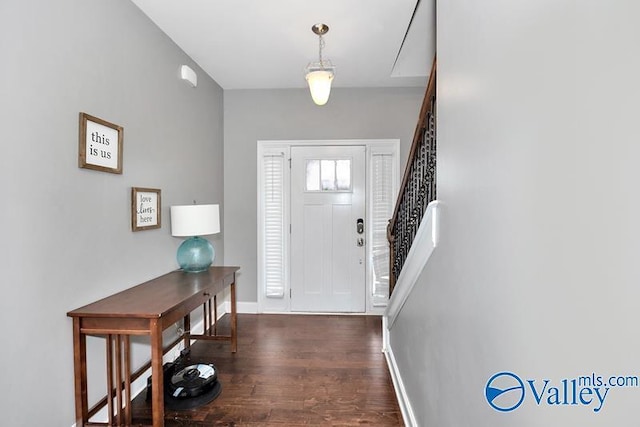 entrance foyer with dark wood-type flooring