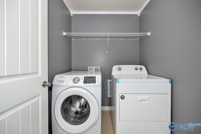 104 Summer Pointe Ln, Madison, AL 35757 - washroom with separate washer and dryer and ornamental molding