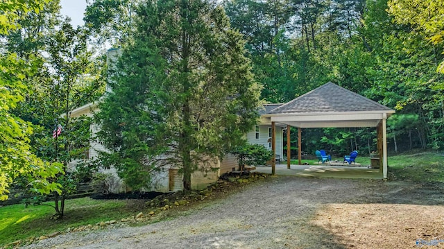 view of community featuring a carport