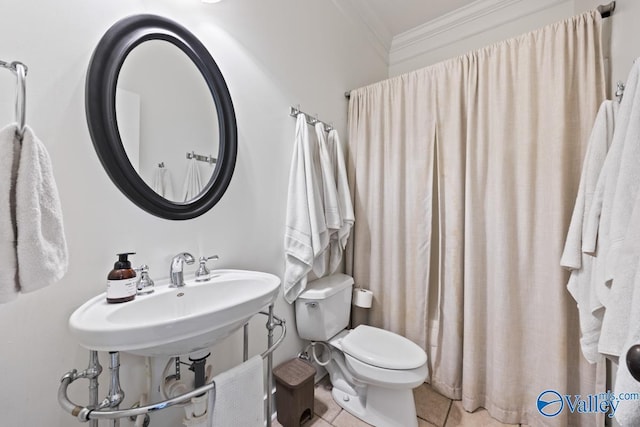 3127 Haddonstone Dr SE, Owens Cross Roads, AL 35763 - bathroom with ornamental molding, tile patterned floors, and toilet