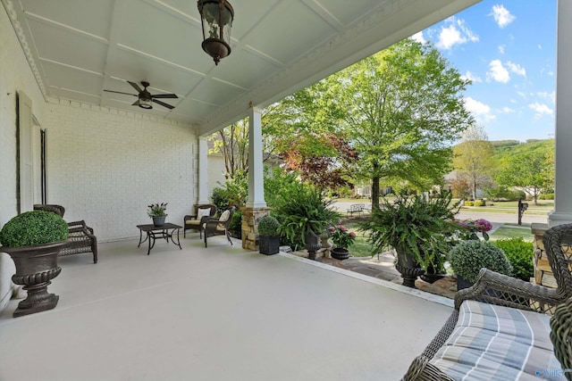 view of patio with a ceiling fan