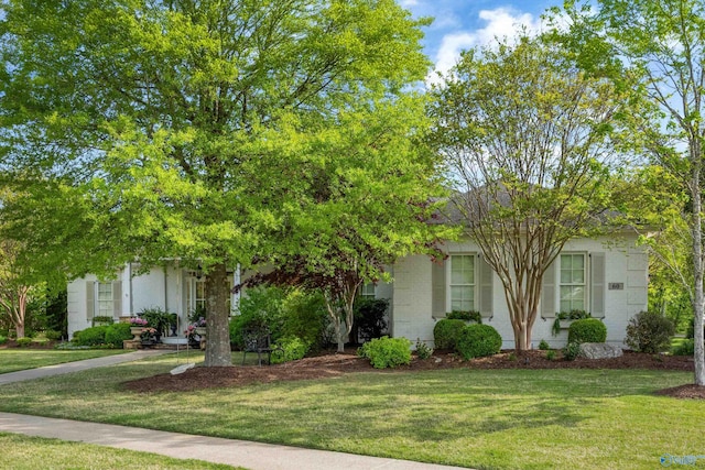 view of front of property with a front lawn