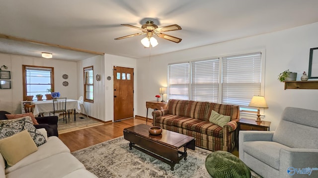 325 Crestview St, Athens, AL 35611 - living area with wood finished floors and a ceiling fan