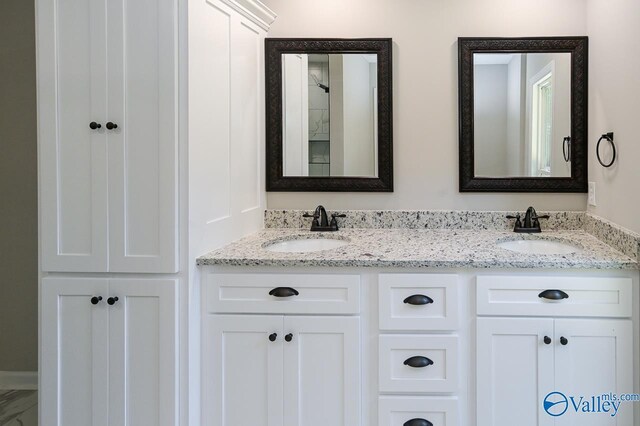 bathroom with dual bowl vanity