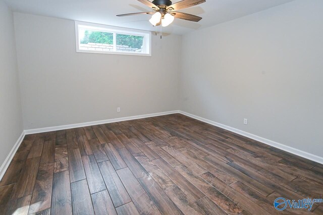 spare room with ceiling fan and hardwood / wood-style floors