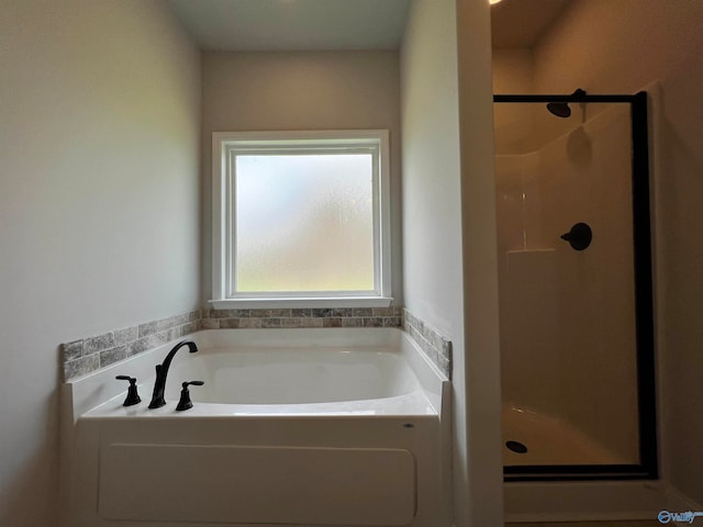 bathroom with plus walk in shower