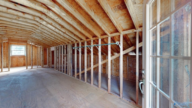 view of unfinished attic