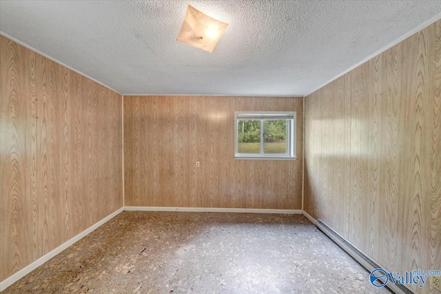 empty room with a textured ceiling