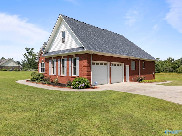 10214 New Cut Rd, Athens, AL 35611 - view of front of property featuring brick siding, roof with shingles, a garage, a front lawn, and driveway