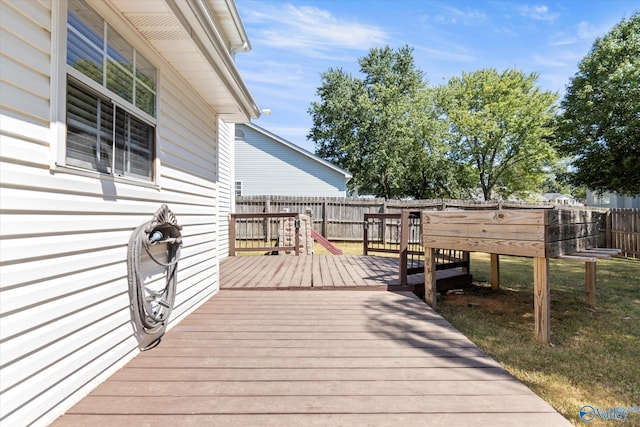 deck featuring a fenced backyard