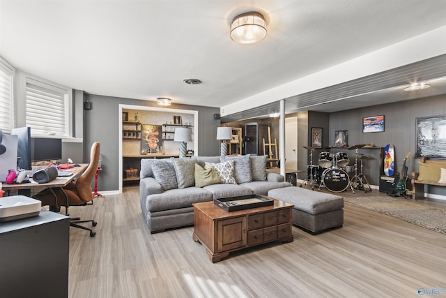 living room featuring light hardwood / wood-style floors