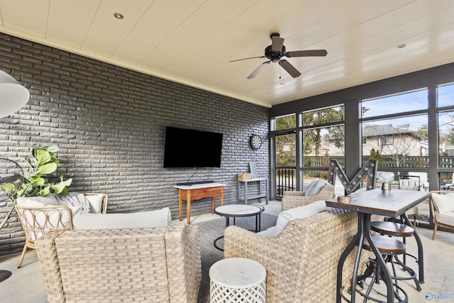 view of patio / terrace featuring outdoor lounge area and ceiling fan