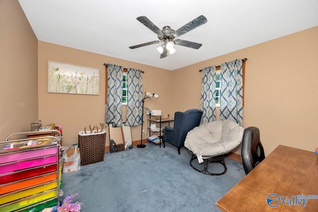 215 Dusty Dr SW, Arab, AL 35016 - carpeted home office featuring a ceiling fan