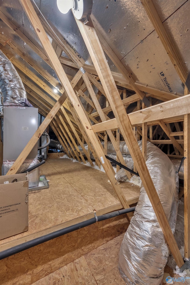 view of unfinished attic