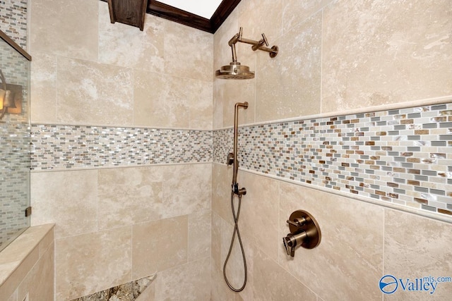 interior details with tiled shower