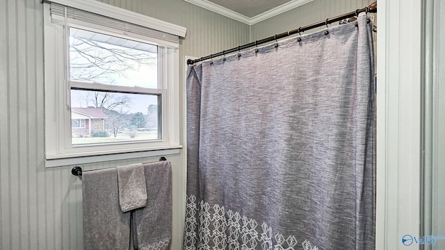 bathroom with crown molding