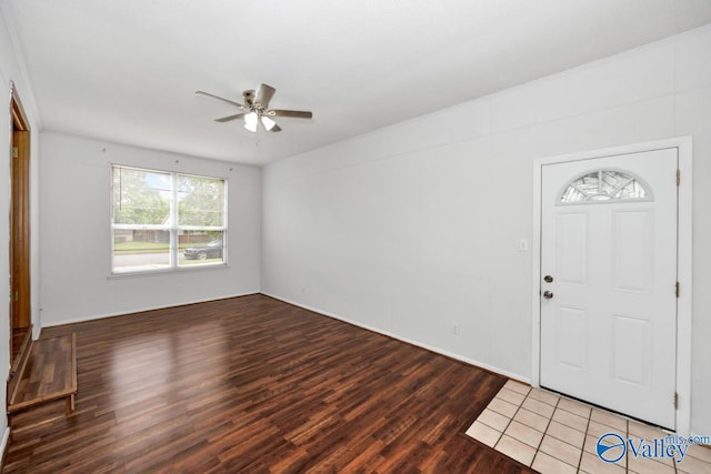 303 Bobwhite Dr SW, Decatur, AL 35601 - entrance foyer featuring baseboards, a ceiling fan, and wood finished floors