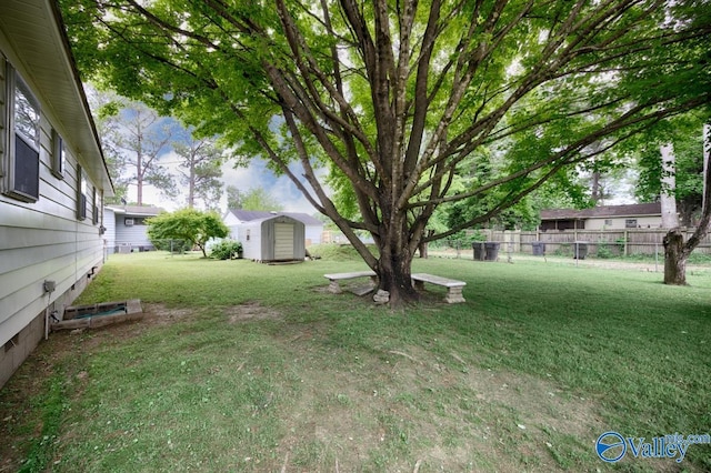 303 Bobwhite Dr SW, Decatur, AL 35601 - view of yard featuring an outdoor structure, fence, and a storage shed