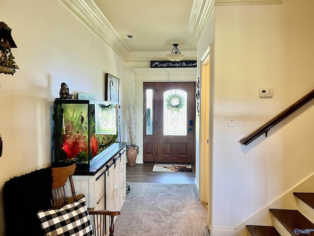 94 Owensby Way, Trinity, AL 35673 - carpeted foyer with ornamental molding and stairway