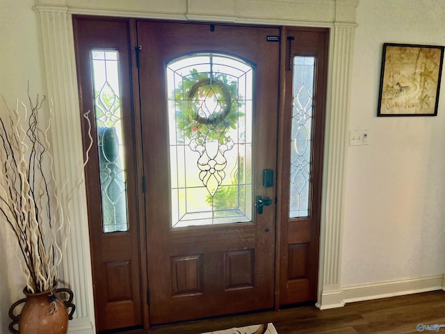 94 Owensby Way, Trinity, AL 35673 - foyer entrance featuring dark wood-style floors and baseboards