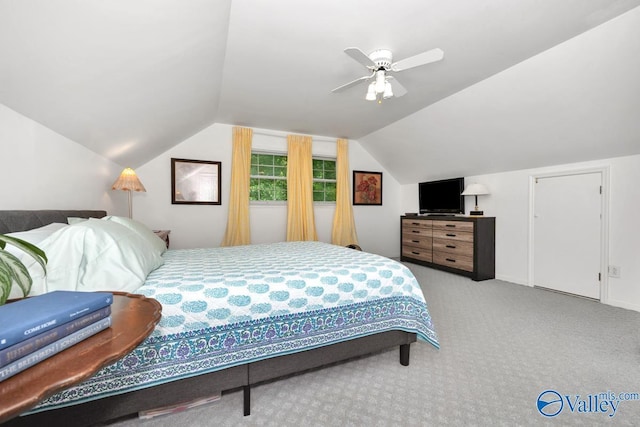 211 Kent Rd SW, Huntsville, AL 35801 - carpeted bedroom featuring vaulted ceiling and ceiling fan