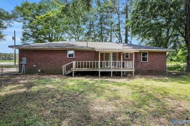 3621 Al Highway 36, Moulton, AL 35650 - back of house featuring brick siding and a wooden deck