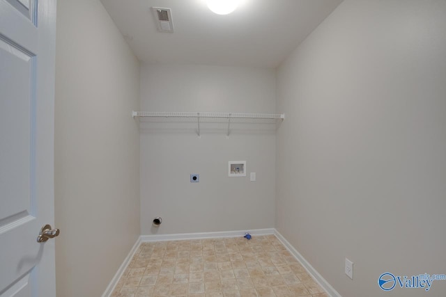 laundry room with electric dryer hookup and washer hookup