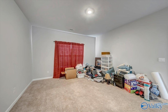 recreation room with carpet